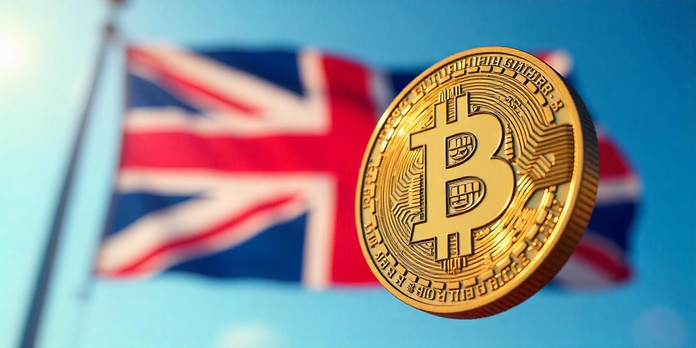 United Kingdom Flag with Bitcoin